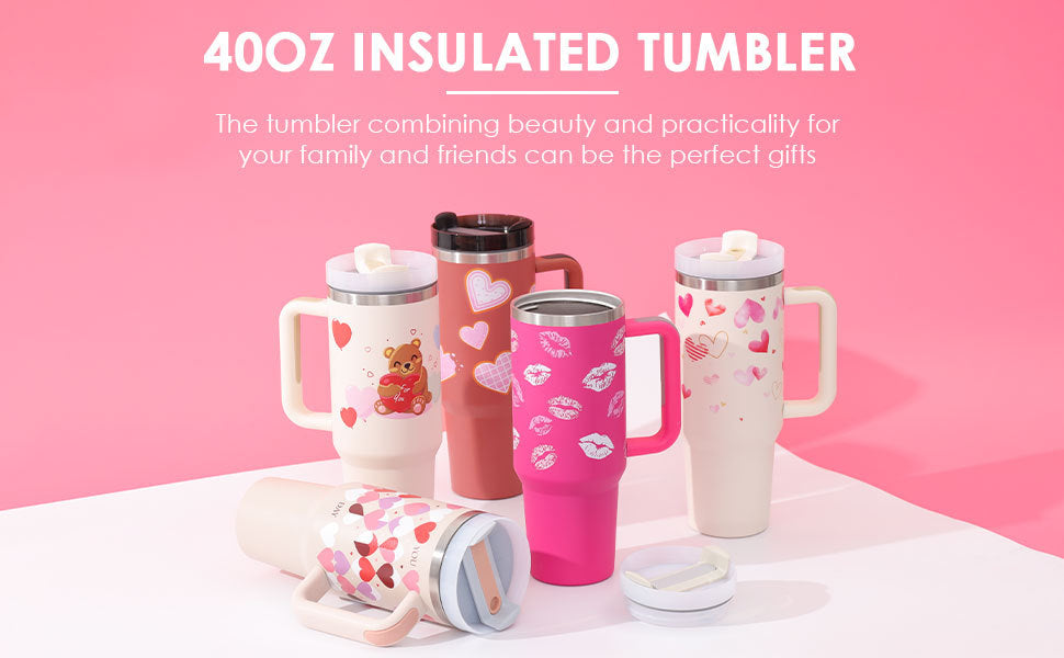40oz Insulated Tumbler with Handle, Straw, and Lid - Life Hack Mart