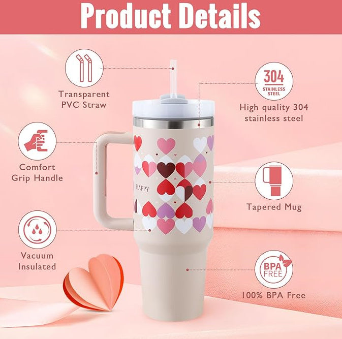 40oz Insulated Tumbler with Handle, Straw, and Lid - Life Hack Mart